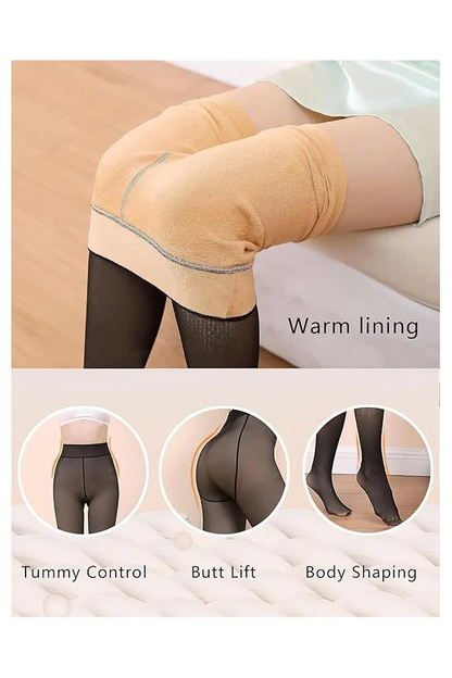 Women's Fleece-Lined Footed Tights – Cozy Warmth Meets Sleek Style